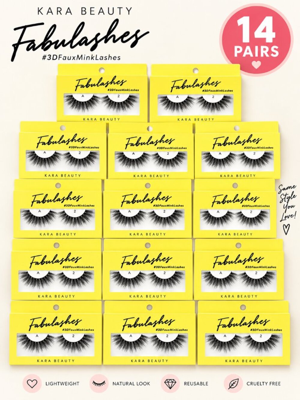 Kara Beauty Fabulashes 3D Faux Mink Lashes 14 Pairs NWT